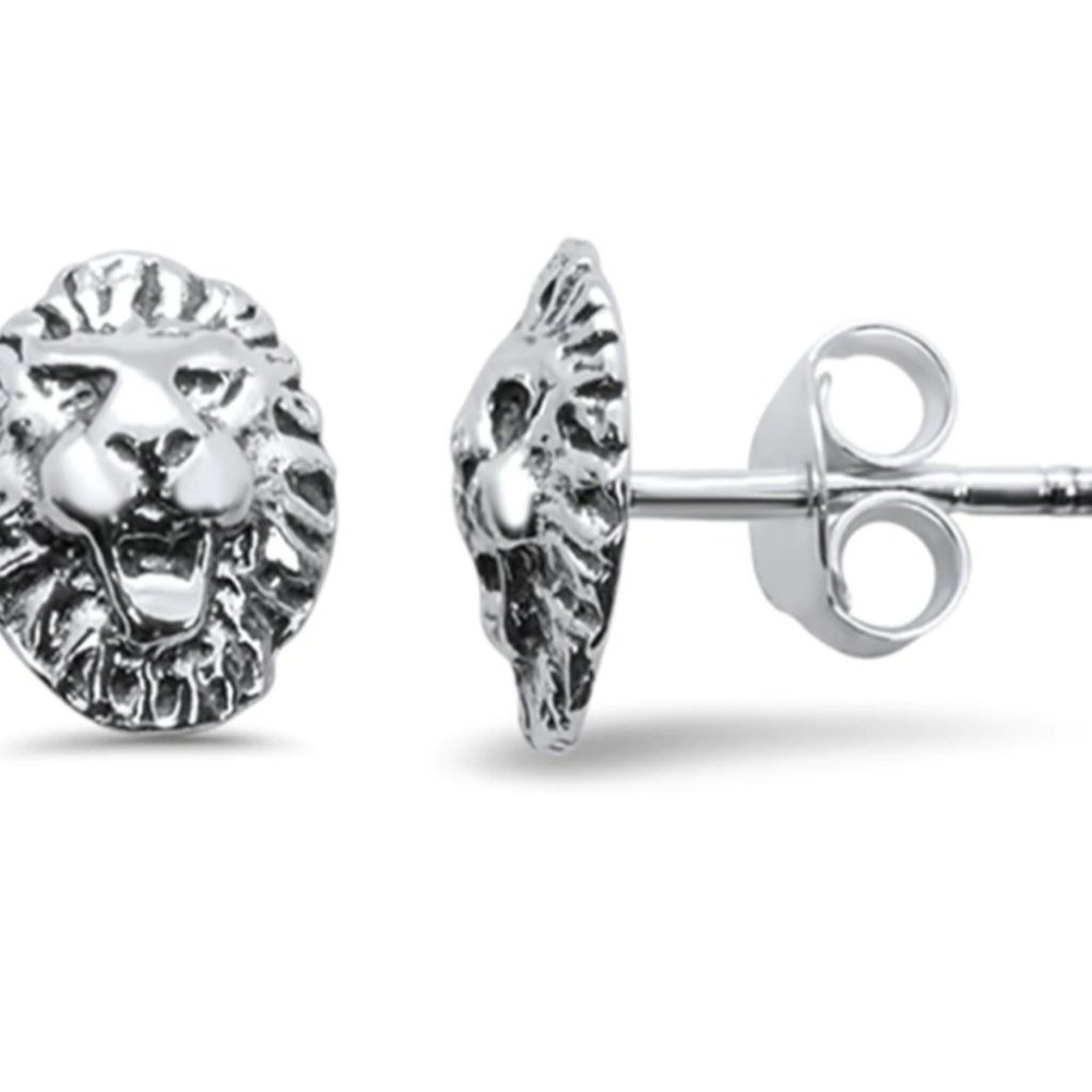 Lion Head Stud Earrings